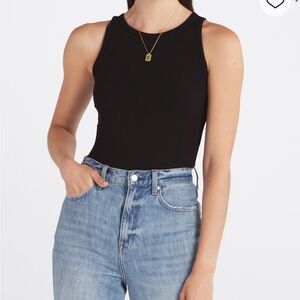 Market & Spruce Black Candi Crew Neck Knit Bodysuit Size L